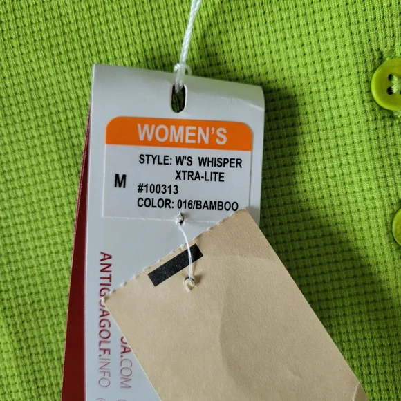 NWT Antigua Bright Green Button Down Women's Golf Polo Shirt - Picture 3 of 11